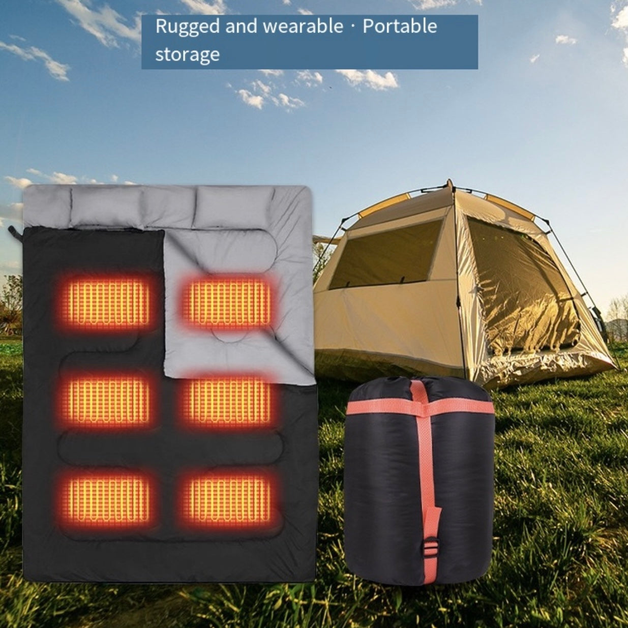 LITEGUEST USB Heated Double Sleeping Bag – Warm Comfort for Camping