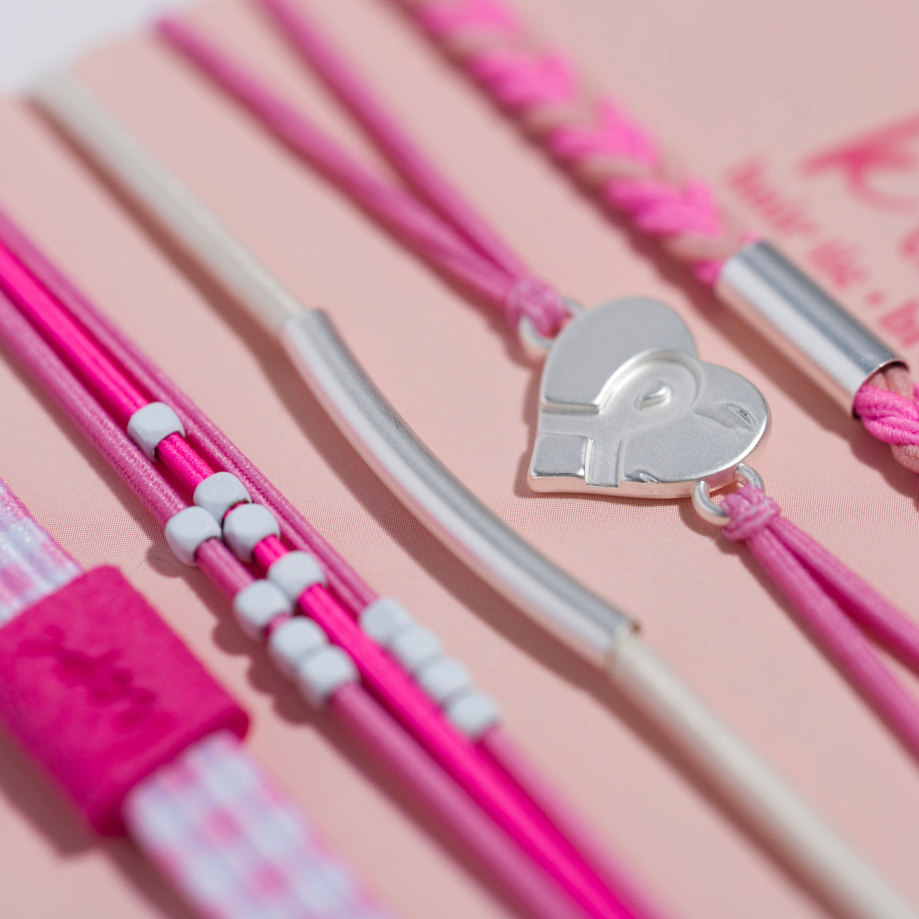 "Hope" Silver &amp; Pink Breast Cancer Awareness Hair Tie Bracelets