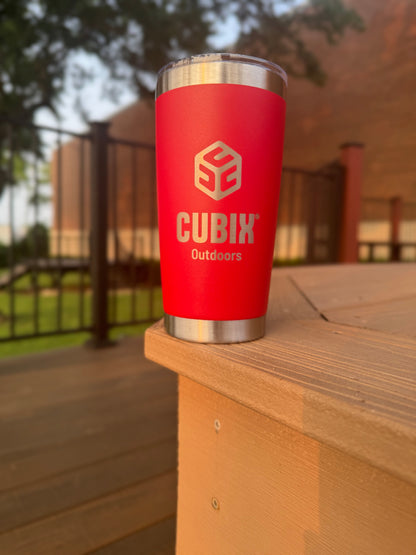 Cubix Outdoors 20oz Insulated Tumbler with Sliding Lid — Stainless Steel, Keeps Drinks Hot or Cold