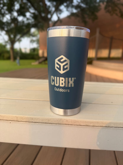 Cubix Outdoors 20oz Insulated Tumbler with Sliding Lid — Stainless Steel, Keeps Drinks Hot or Cold