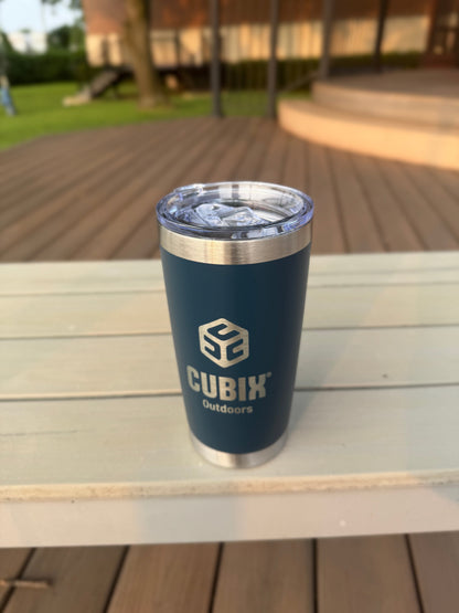 Cubix Outdoors 20oz Insulated Tumbler with Sliding Lid — Stainless Steel, Keeps Drinks Hot or Cold