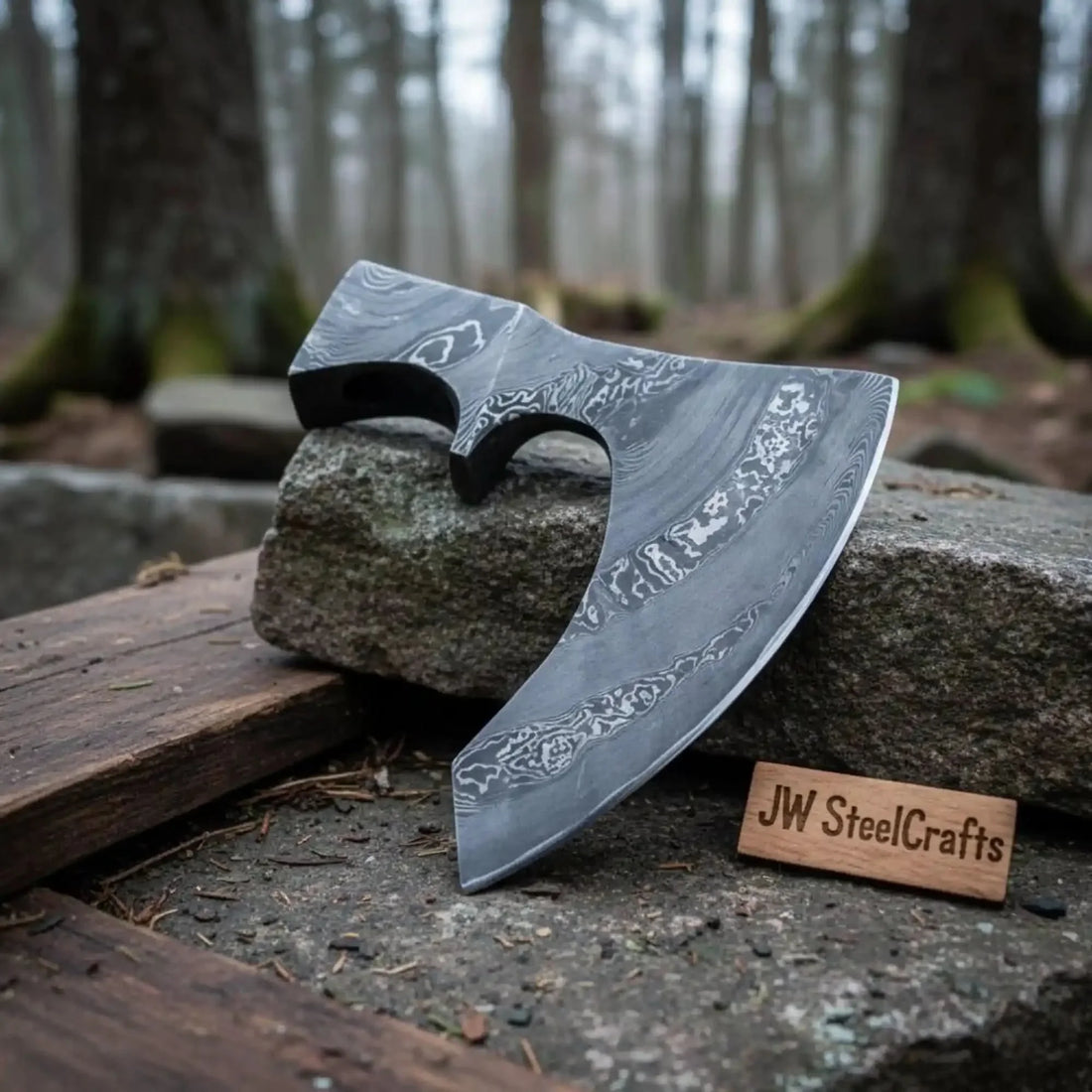 Stonebrand Damascus Viking Axe Handmade Forged 9" Head