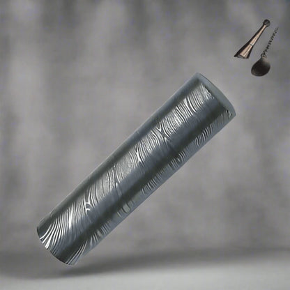Twisted Damascus Steel Round Billet in Pre Etched Five Inch Bar