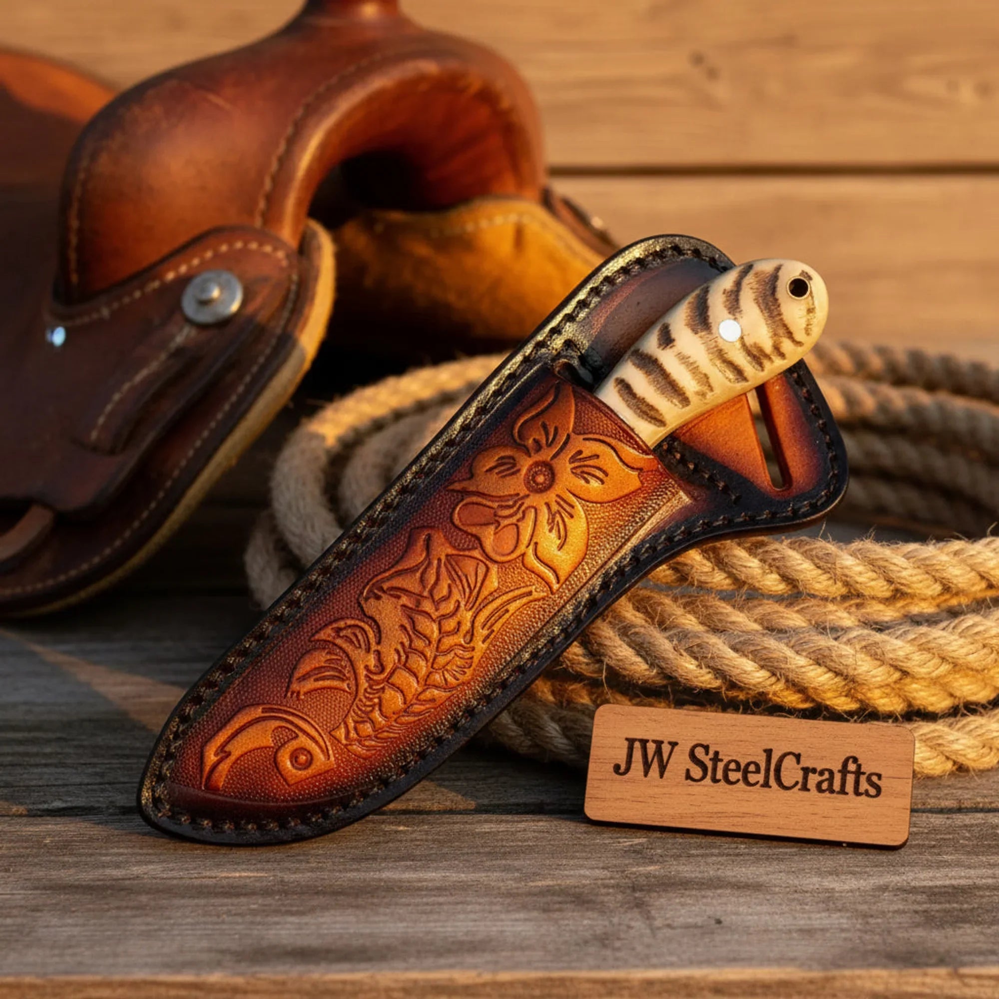 Ironstag Cowboy Knife 8" Handmade Carbon Steel Stag Horn Handle