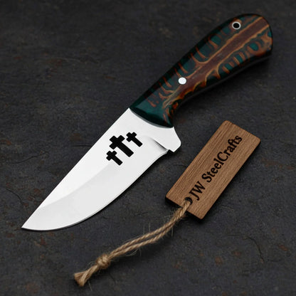 Emerald Ridge Skinner Knife 7" Handmade Green Resin Damascus Blade