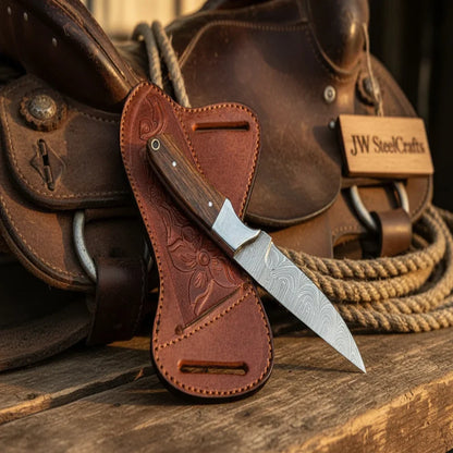 Darkwood Wide Skinner 7" Handmade Damascus Dark Wood Handle