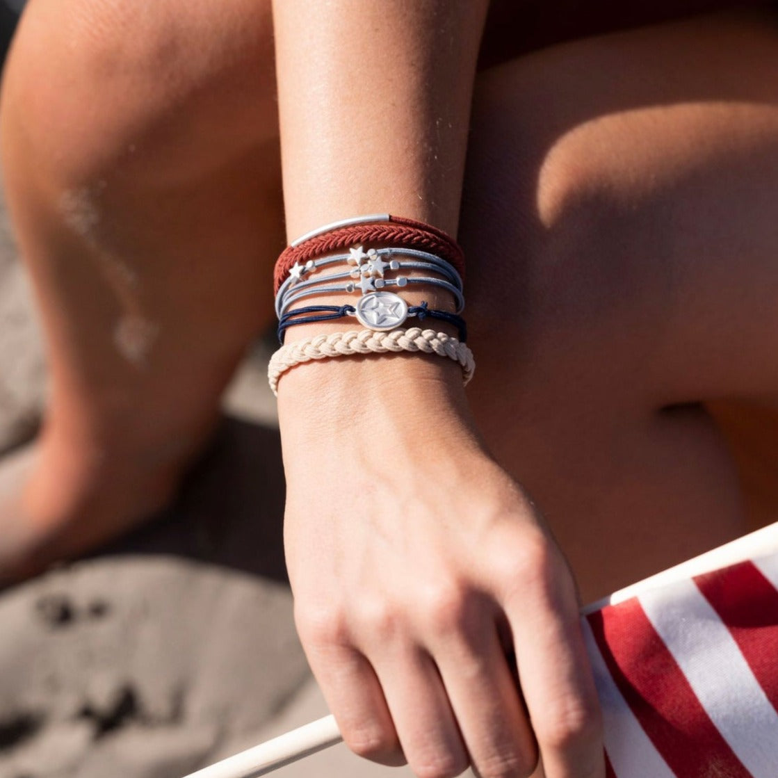 "Brave" Red, White &amp; Blue with Silver Star Accents