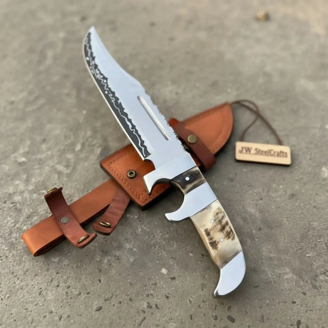 Frontier Bowie Knife 8 Inch blade Clip Point Carbon Steel Blade | Hunting Outdoor