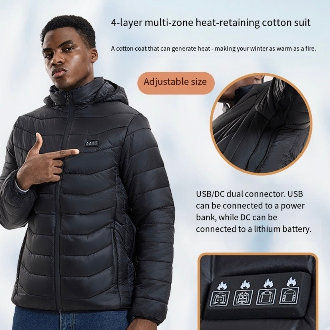 LITEGUEST 27-Zone Smart Heated Down Jacket – Urban Winter Warmth