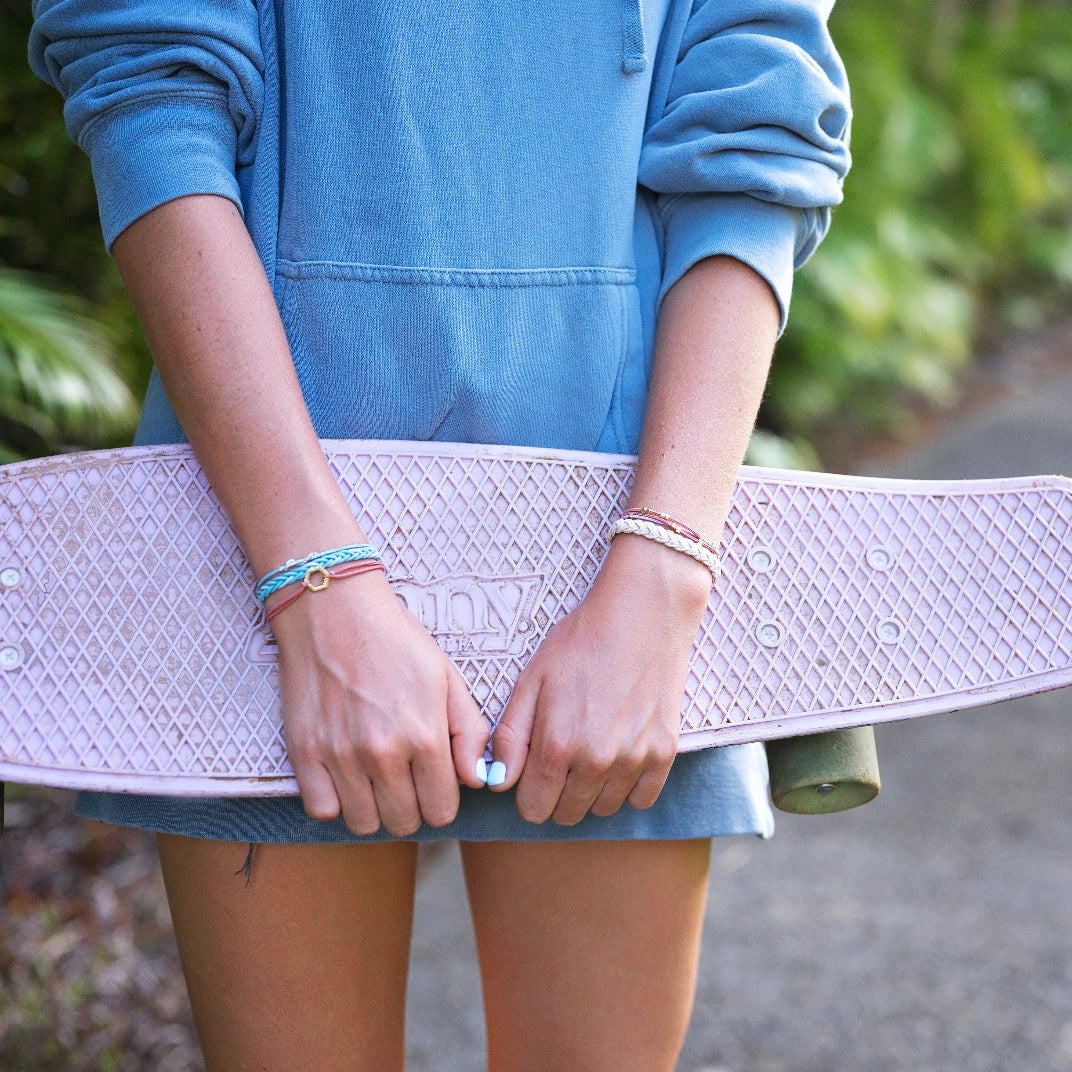 "Live" Teal &amp; Coral with Gold Accent Hair Tie Bracelets