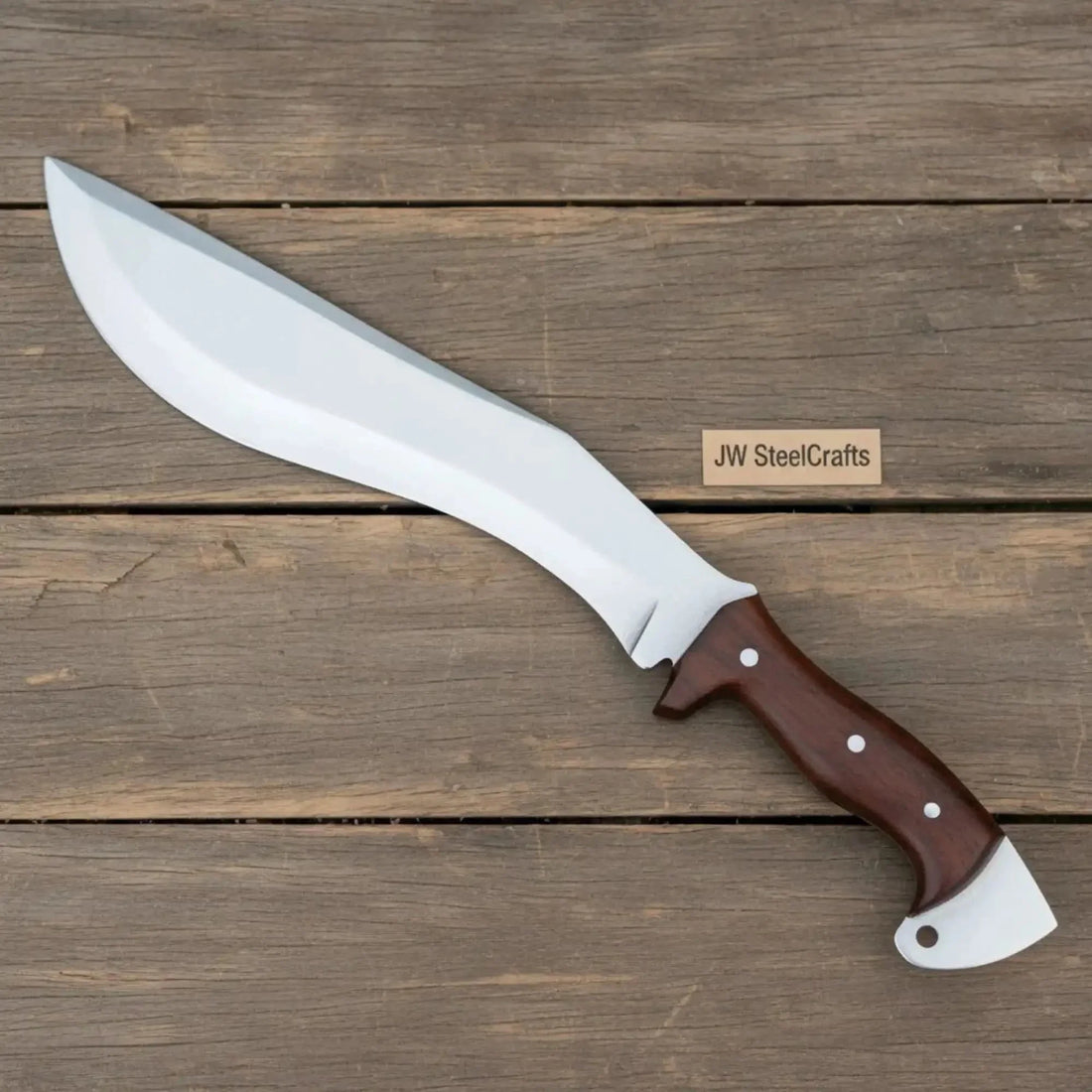 Handmade Gurkha Kukri Knife - Wooden Handle &amp; Curved Blade for Outdoor &amp; Survival Use