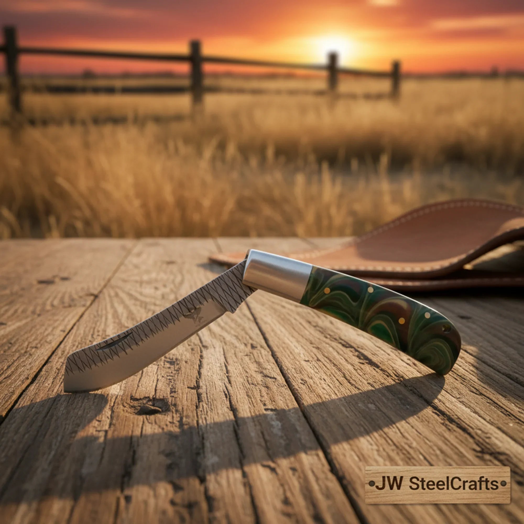 Rasp Steel Lockback Trapper Knife with Resin Handle