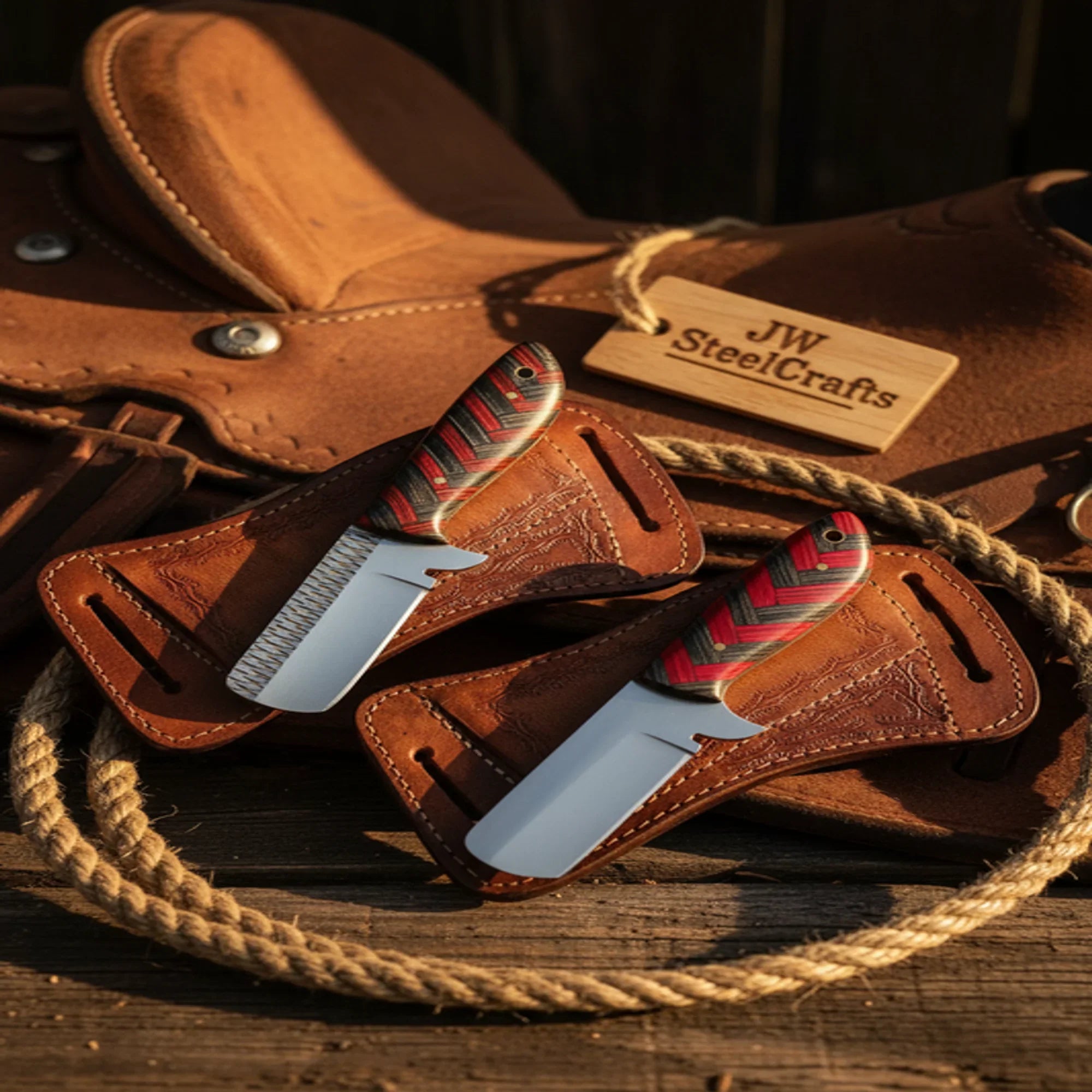 Pakkawood Bull Cutter Duo with Multi Color Handles