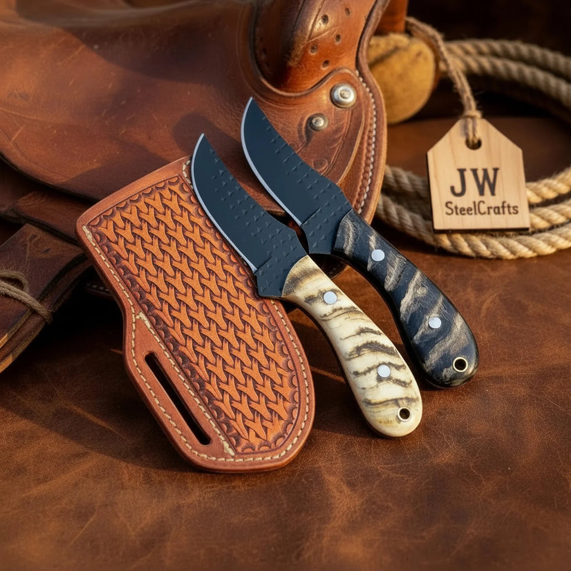 Mark Cowboy Skinner Set with Black Powder Coated Blades