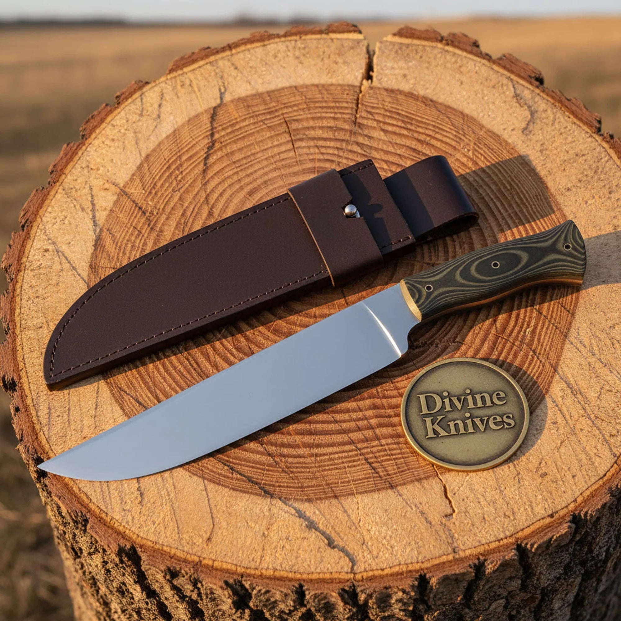 Bushcraft Knife with Micarta Handle – Handcrafted Fixed Blade Outdoor Tool with Sheath