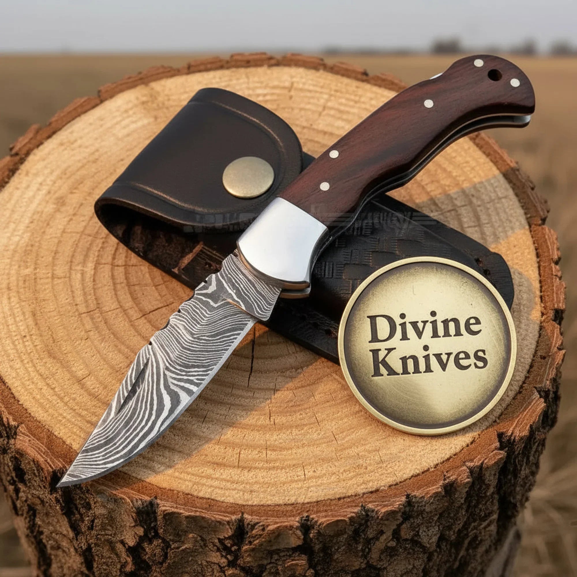 Rosewood Handle Damascus Clip Point Knife for Precision Everyday Cutting