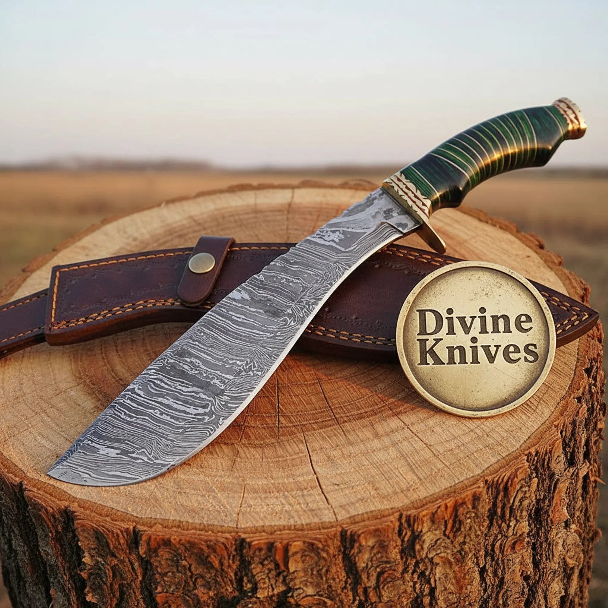 Bird and Trout Knife with Stag Handle – Handcrafted Caping Knife with Crossdraw Sheath