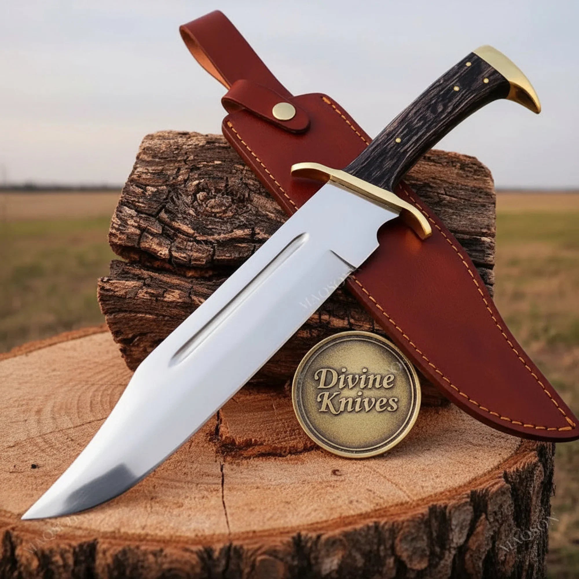 Collectible D-Guard Bowie Knife – Handcrafted Display Piece with Polished Blade
