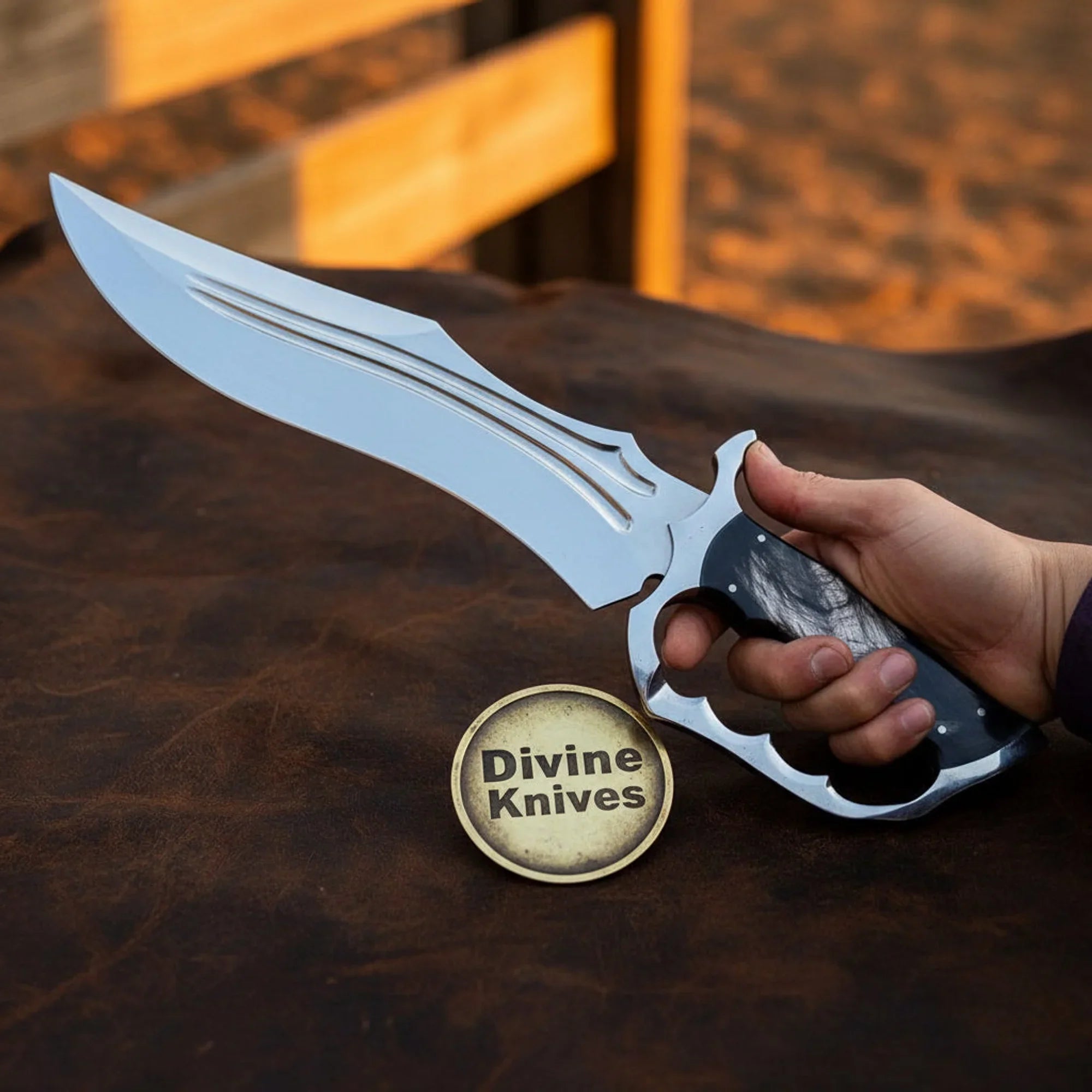 Damascus Chef Knife with Rosewood Handle &amp; Sheath – Handcrafted Kitchen Knife for Daily Use