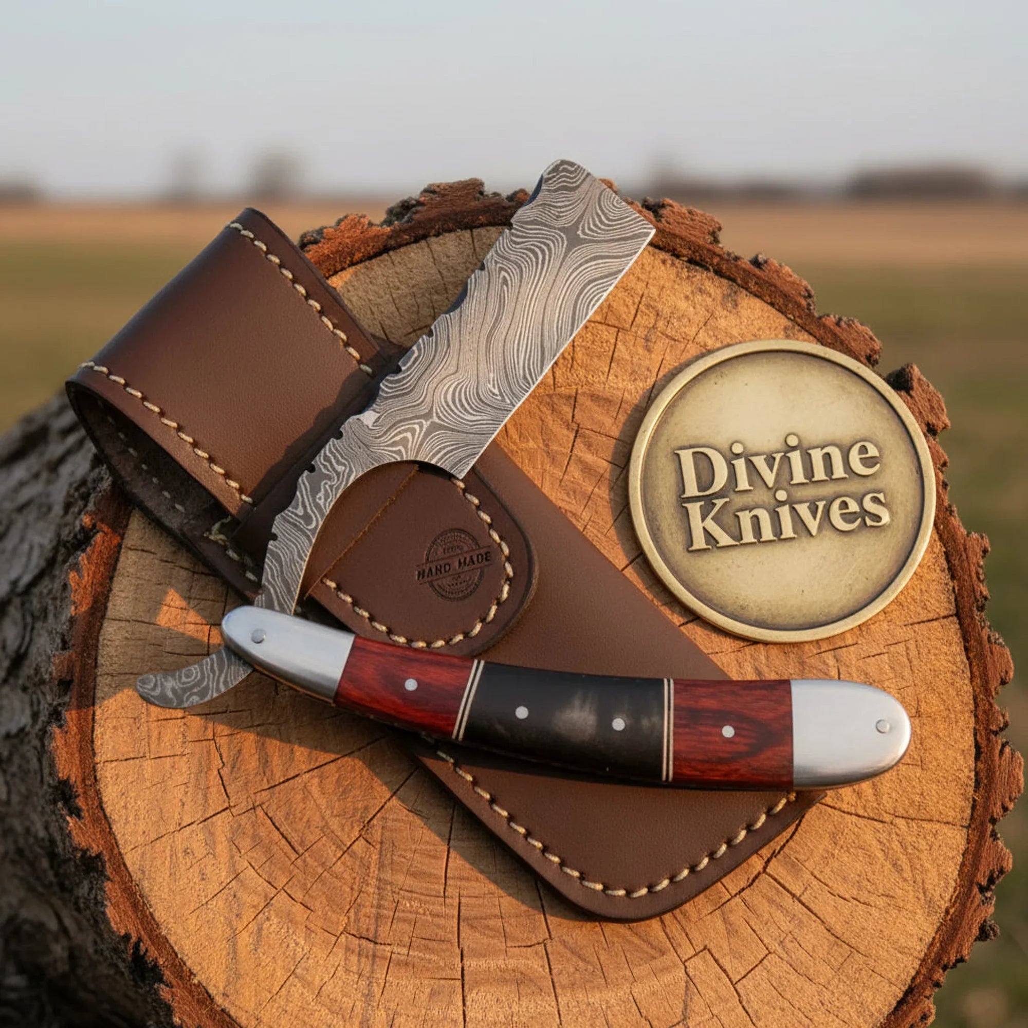 Red Pakkawood &amp; Black Resin Straight Razor with Steel Bolsters – Handcrafted Cut-Throat Razor (4–5 Inch)