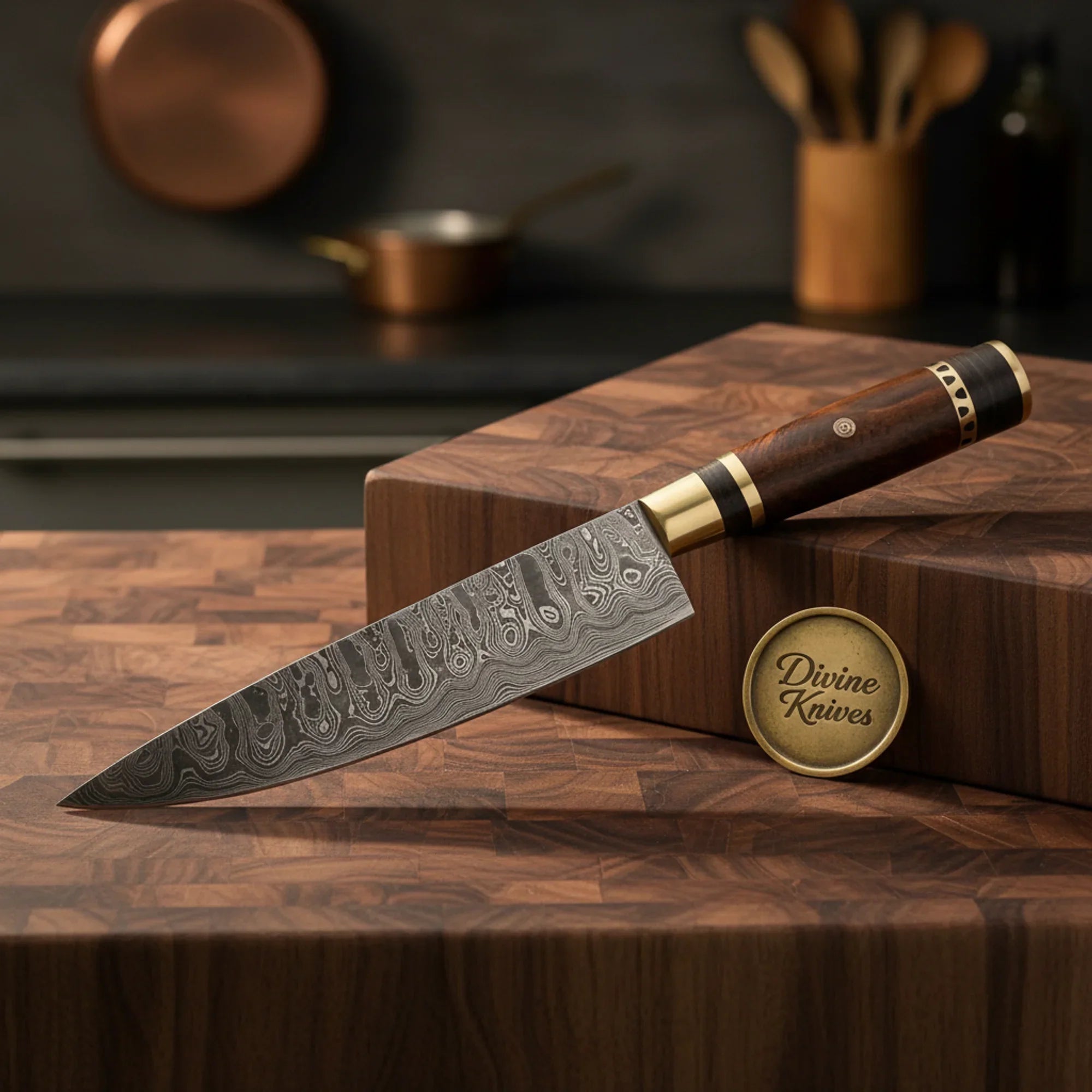 Bone Handle Damascus Santoku Chef Knife for a Traditional Artisan Finish