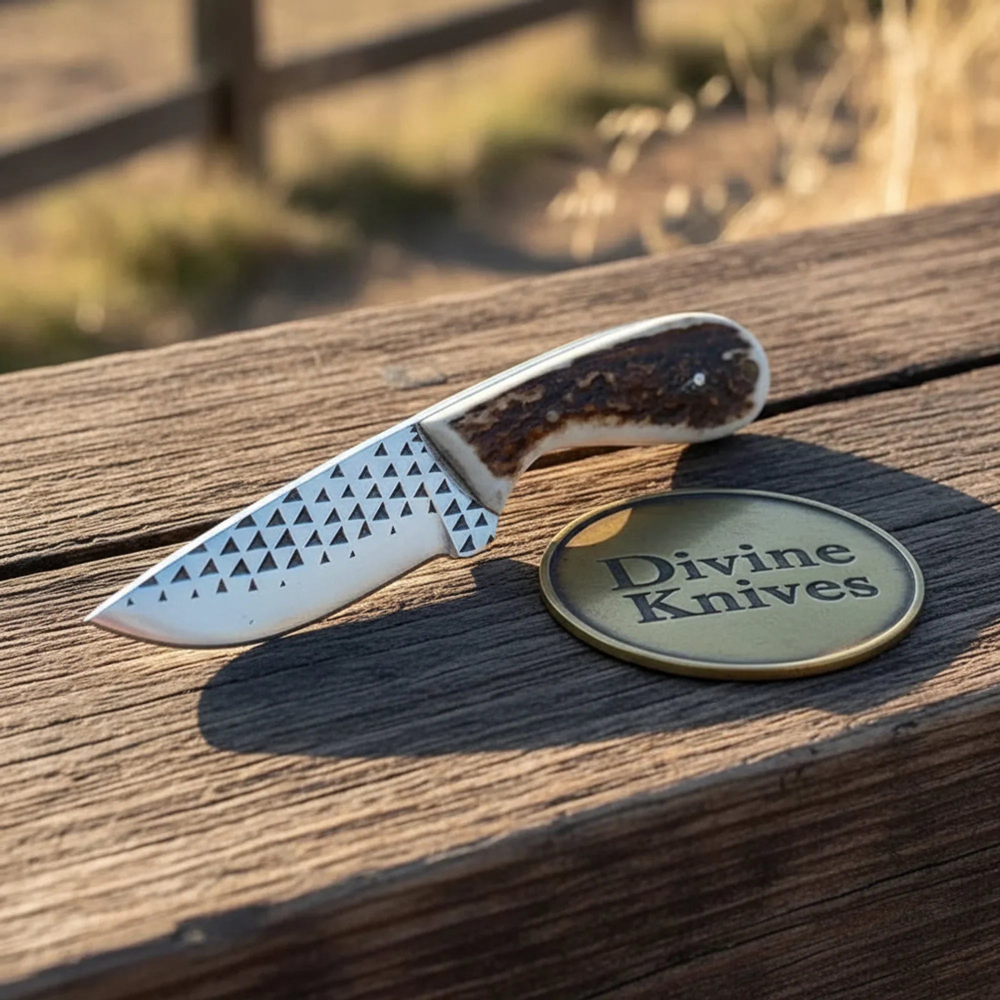 Stag Horn Cowboy Knife with Rasp Steel Blade – Compact EDC &amp; Outdoor Tool (6-Inch)