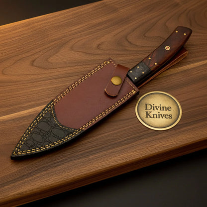 Classic Bowie Knife with Wood Handle &amp; Leather Sheath – Handcrafted Outdoor Collector&