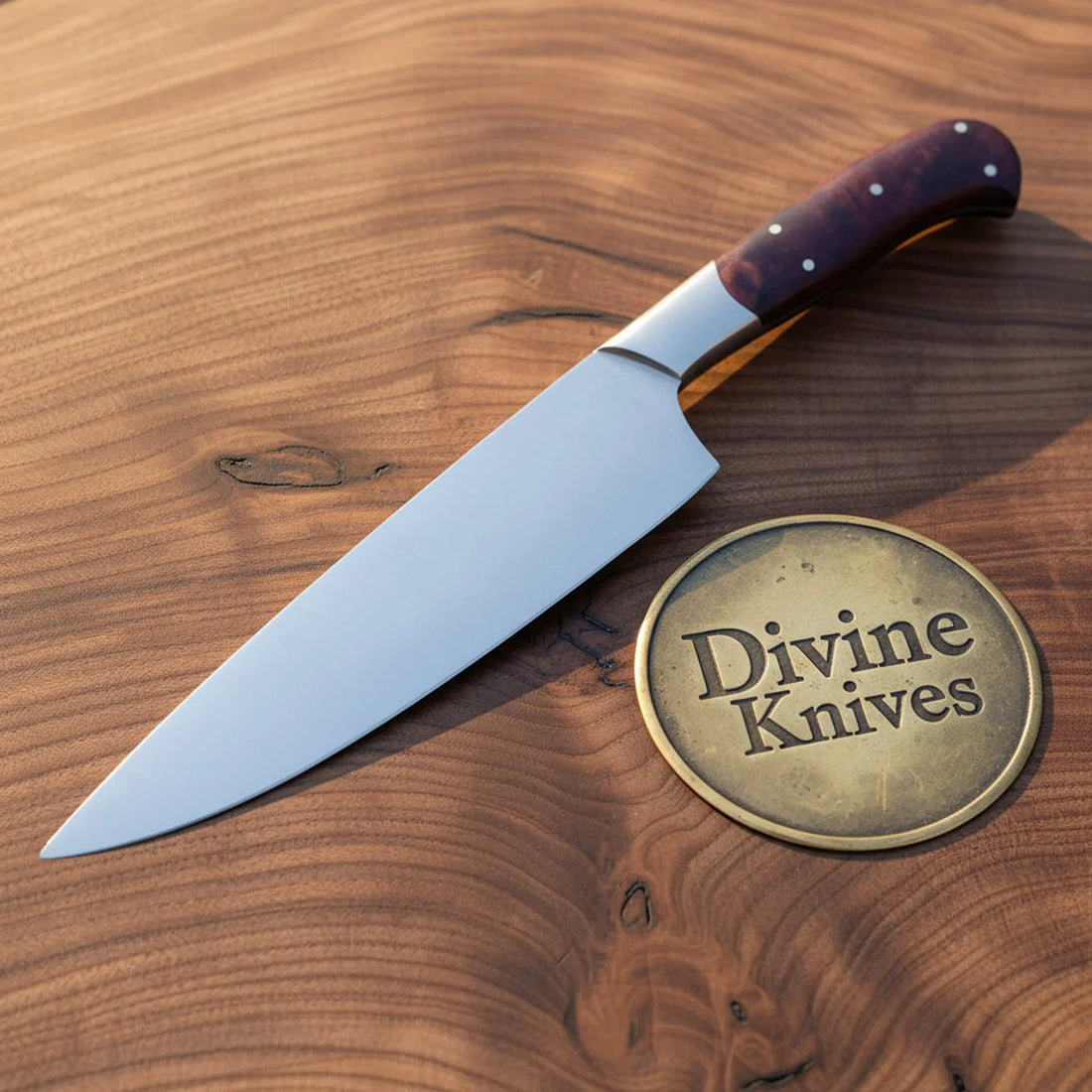 Damascus Utility Knife with Resin Handle – Handcrafted Small Kitchen Knife with Sheath