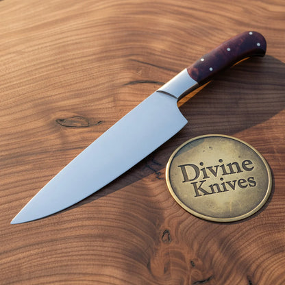 Damascus Utility Knife with Resin Handle – Handcrafted Small Kitchen Knife with Sheath