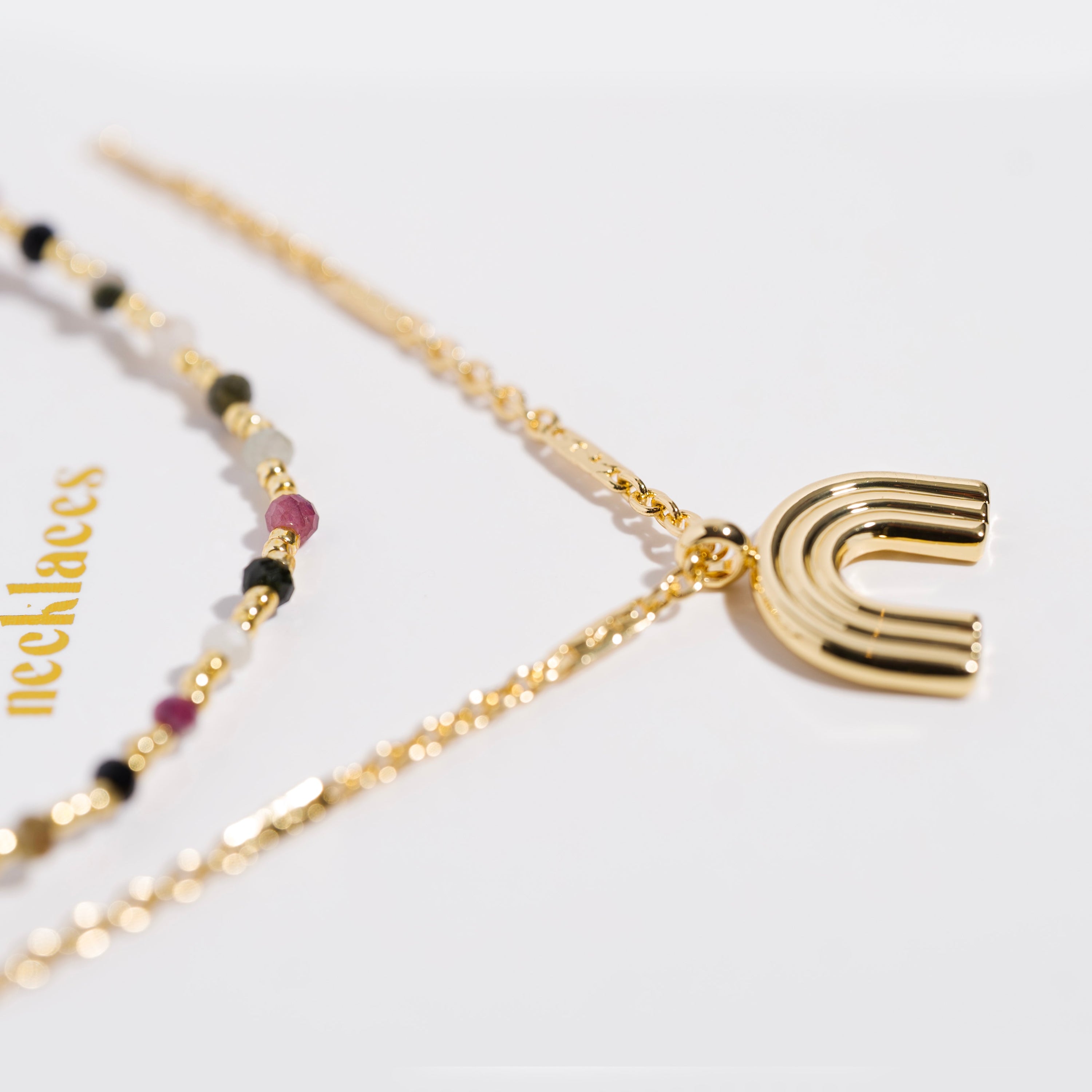 "Imagine" Gold Rainbow with Colorful Beads Necklace Set