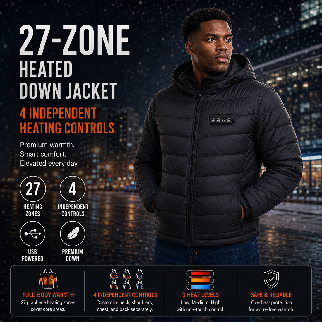 LITEGUEST 27-Zone Heated Down Jacket | 4 Independent Controls