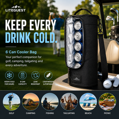 LITEGUEST 6 Can Cooler Bag – Portable Insulated Beverage Carrier