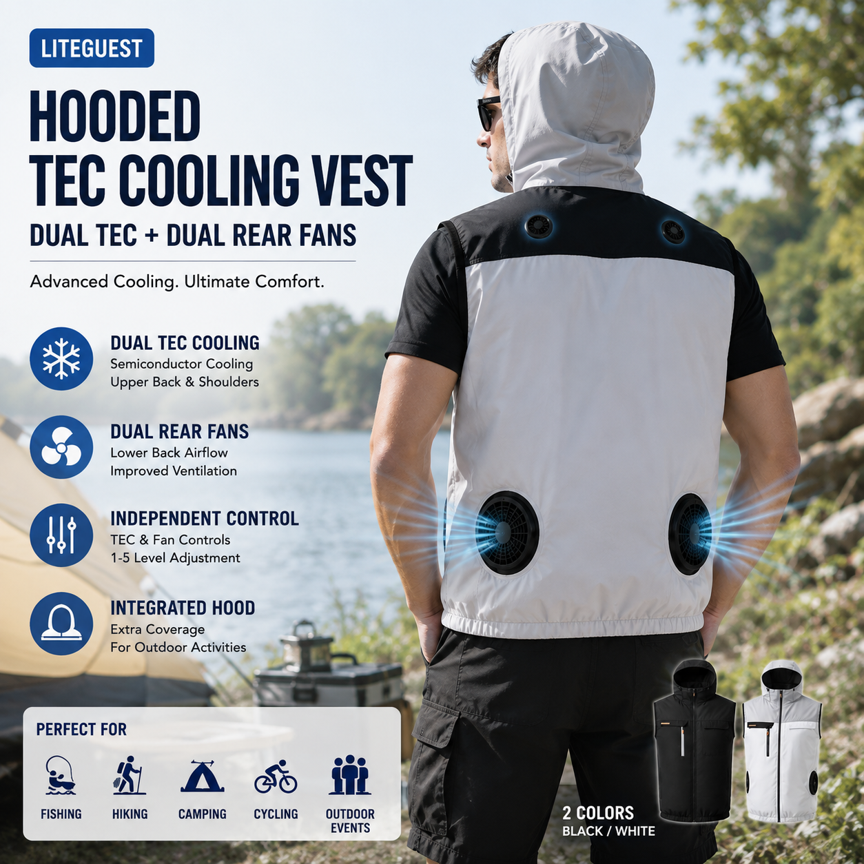 LITEGUEST Hooded TEC Cooling Vest – Dual Semiconductor Cooling