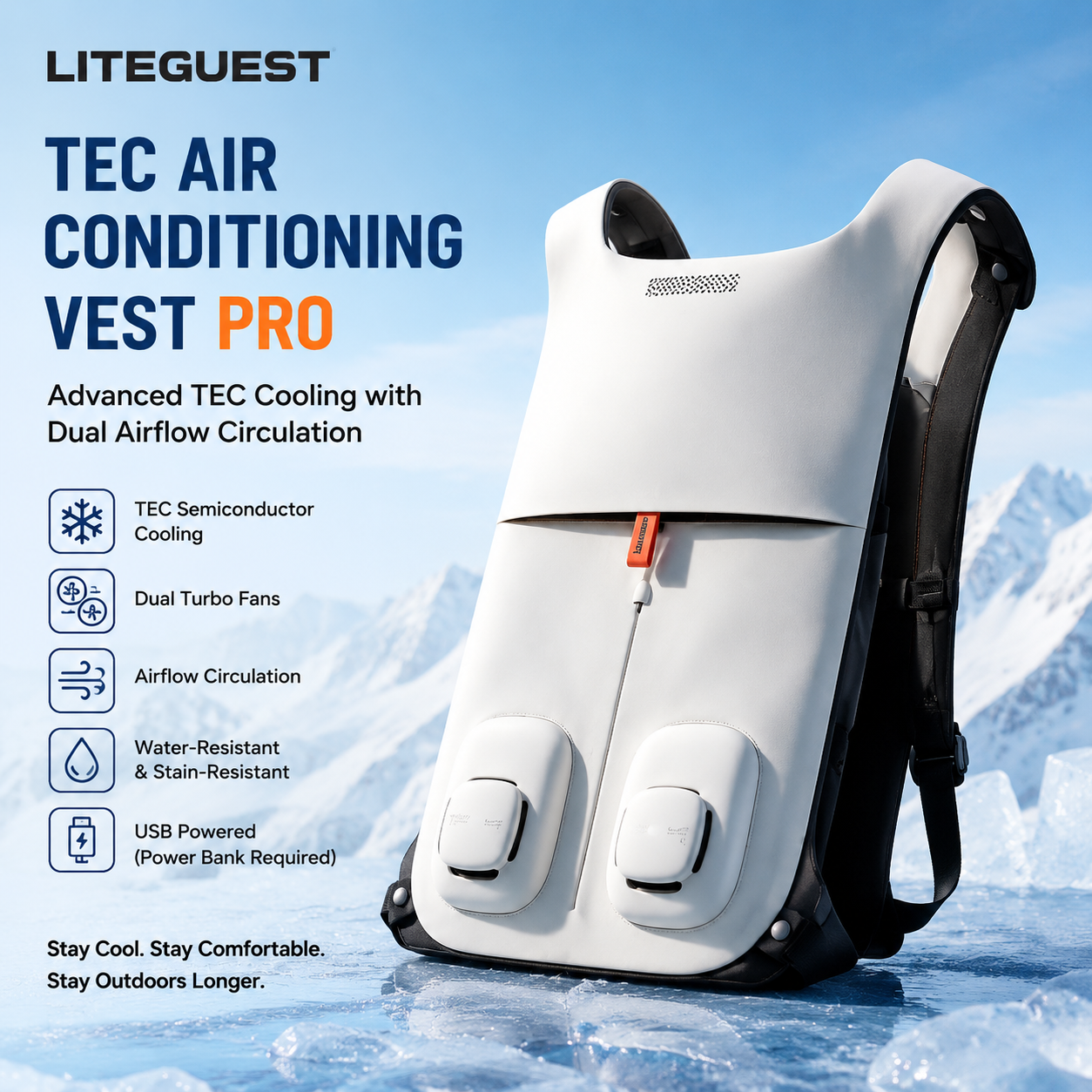LITEGUEST TEC Air Conditioning Vest Pro | Advanced Cooling Vest