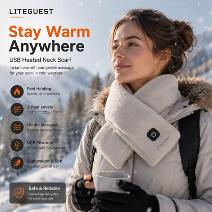 LITEGUEST USB Heated Neck Warmer for Hiking, Skiing &amp; Winter Travel
