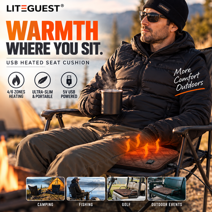 LITEGUEST Ultra Slim Heated Seat Cushion | USB Heated Seat Cushion
