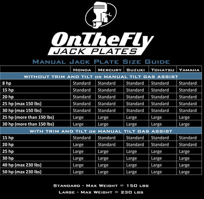 Standard Manual Jack Plate (up to 30hp) | On The Fly Jack Plates