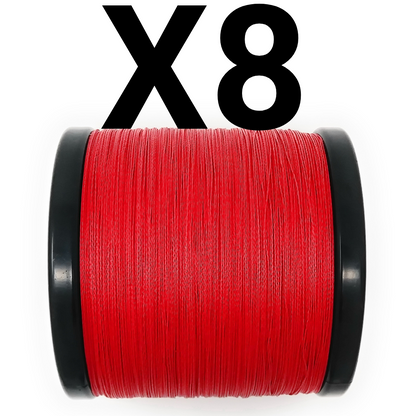 Reaction Tackle X8 Braided Fishing Line - NO FADE Red 8 Strand