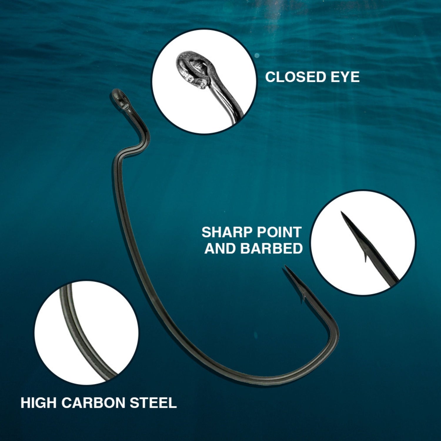Reaction Tackle Offset EWG Worm Hooks (25-Pack)