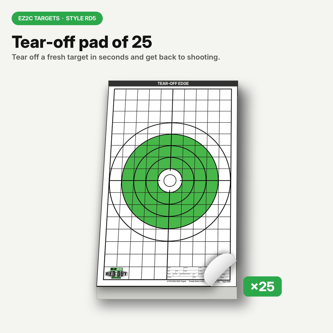 EZ2C Targets RD5: Shooting Paper Targets for Range 11"x17" USA MADE