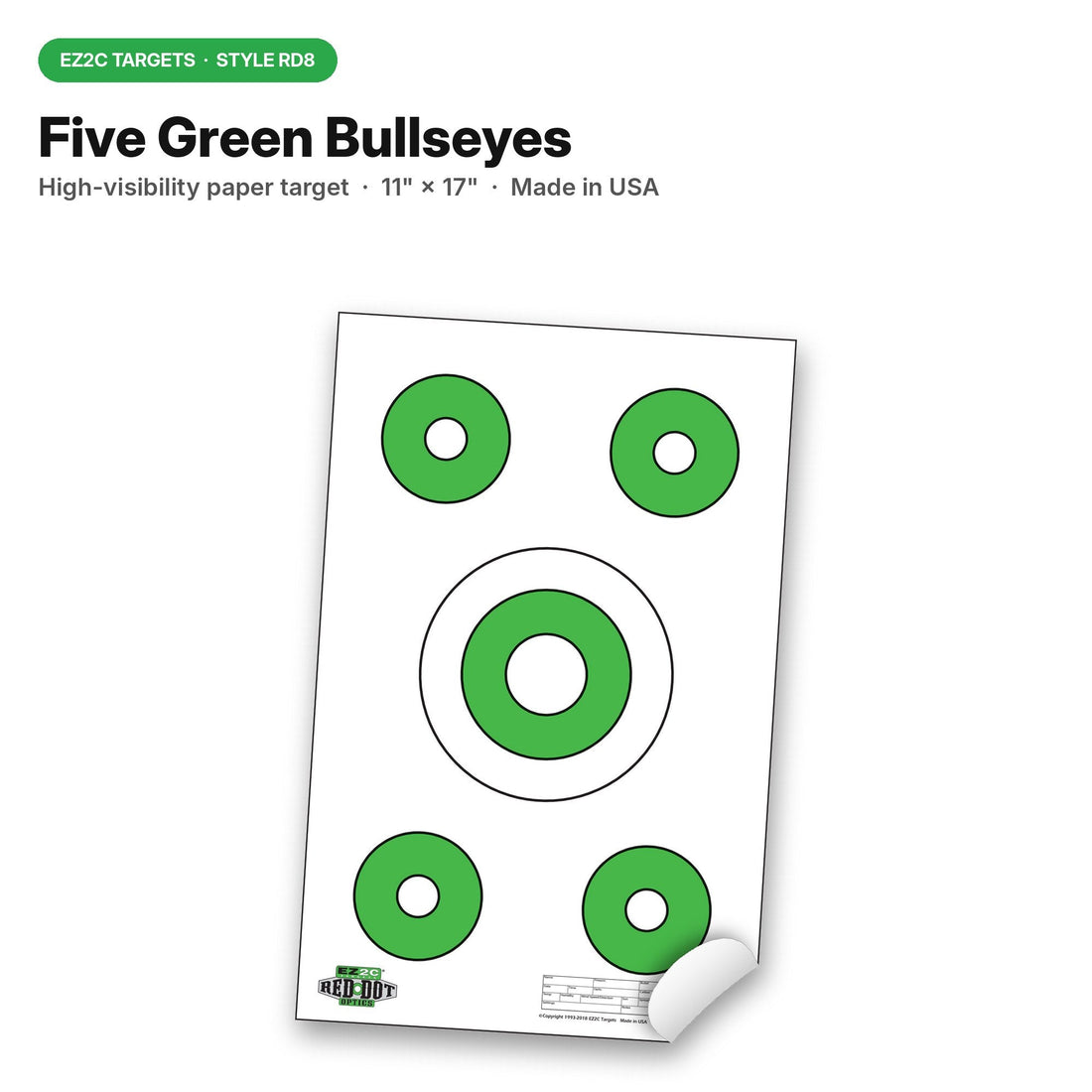 EZ2C Targets RD8 Paper Targets 11"x17" (Pad of 25) USA Made