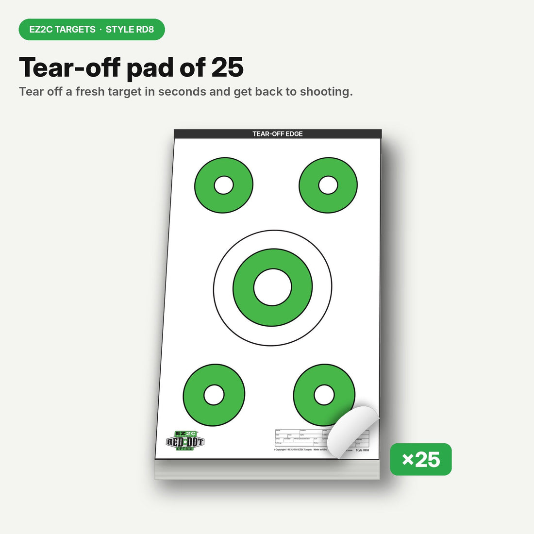 EZ2C Targets RD8 Paper Targets 11"x17" (Pad of 25) USA Made