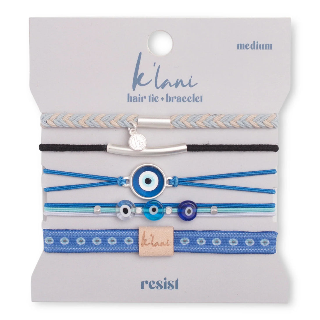 "Resist" Blue Evil Eye Hair Tie Bracelets