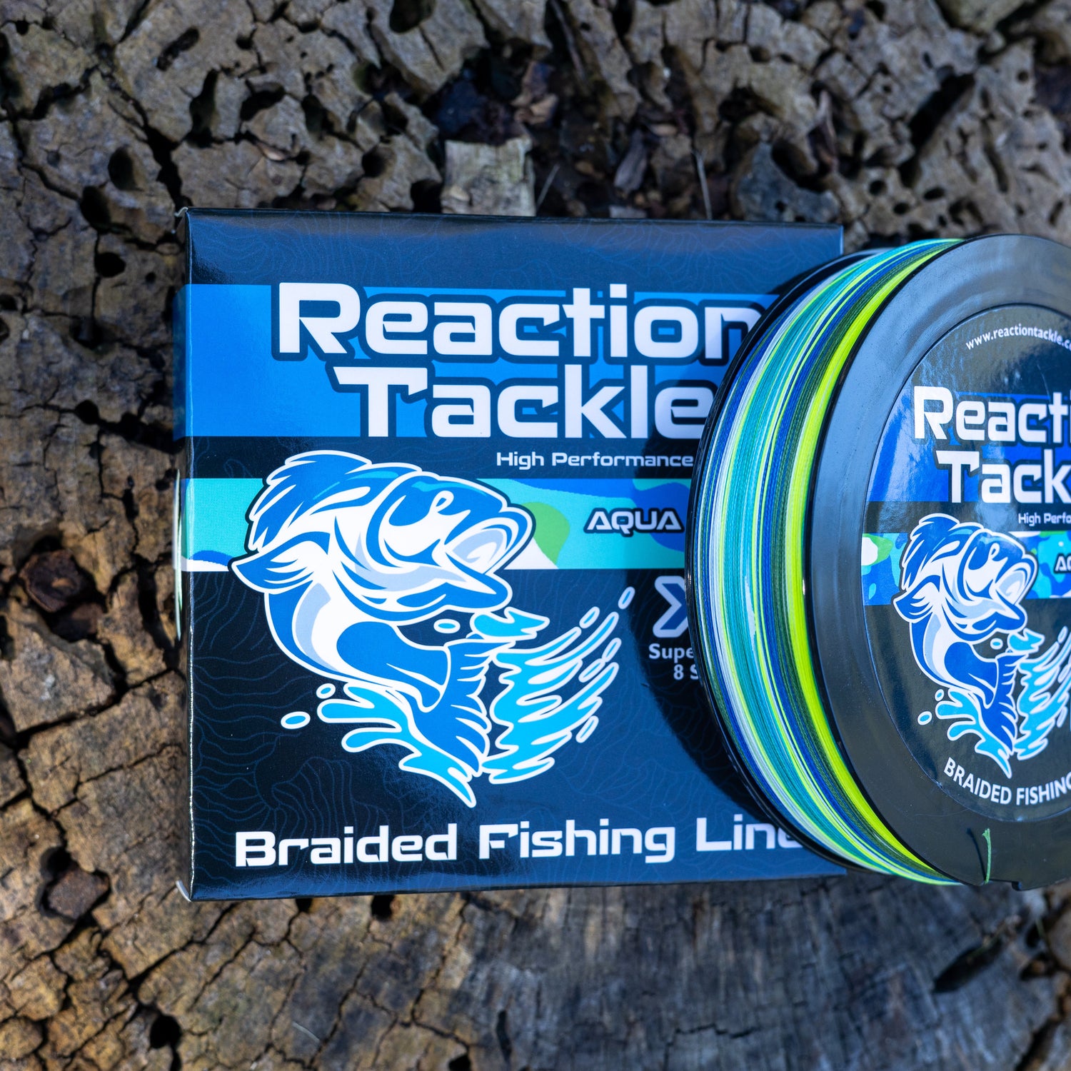 Reaction Tackle X8 Braided Fishing Line - Aqua Camo 8 Strand