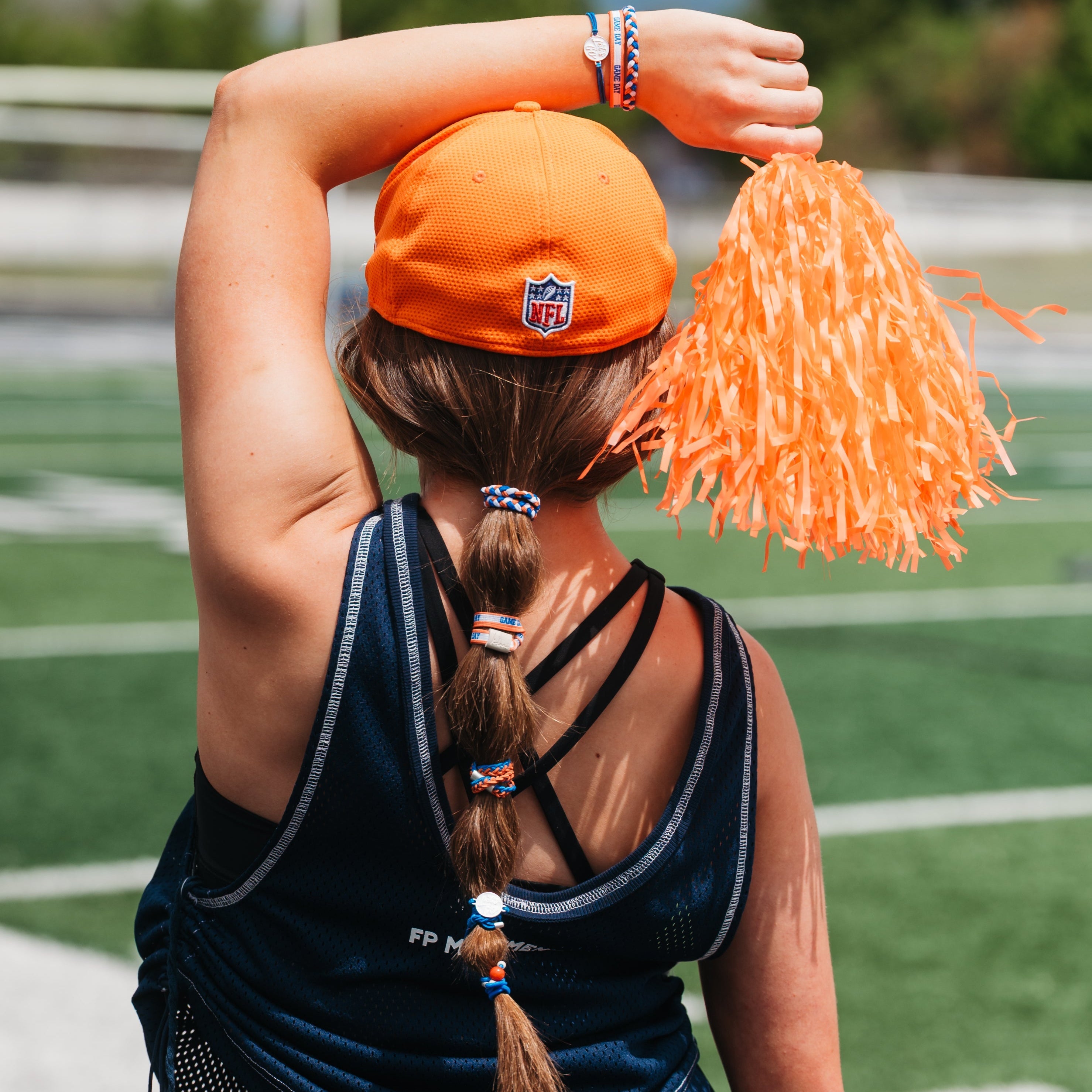 "Game Day" Blue &amp; Orange Hair Tie Bracelets