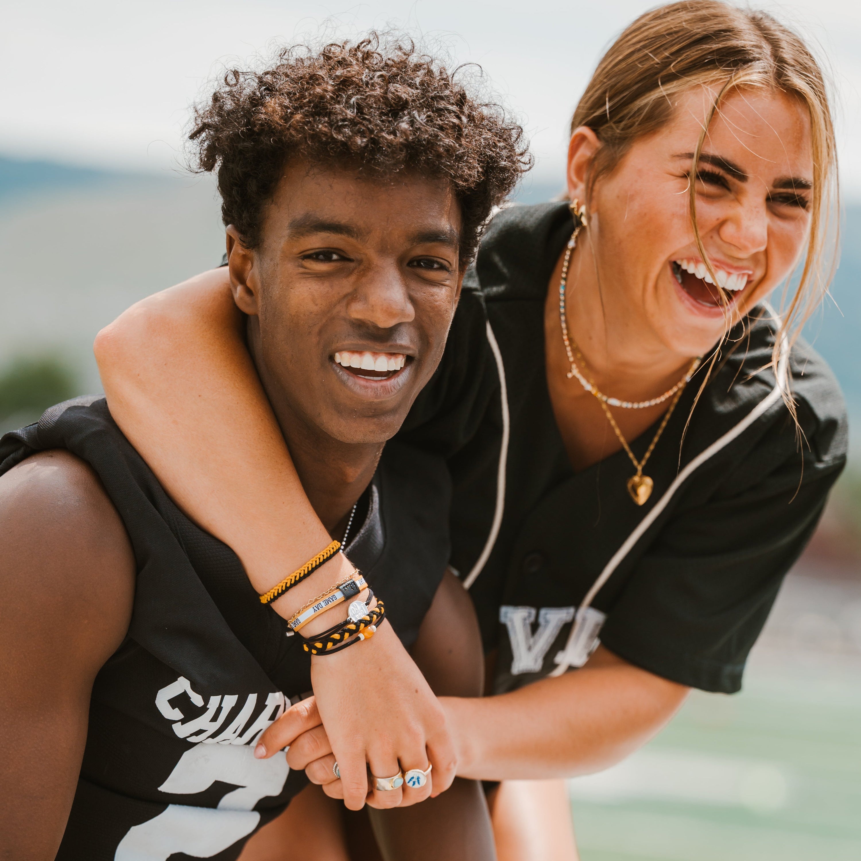 "Game Day" Black &amp; Gold Hair Tie Bracelets