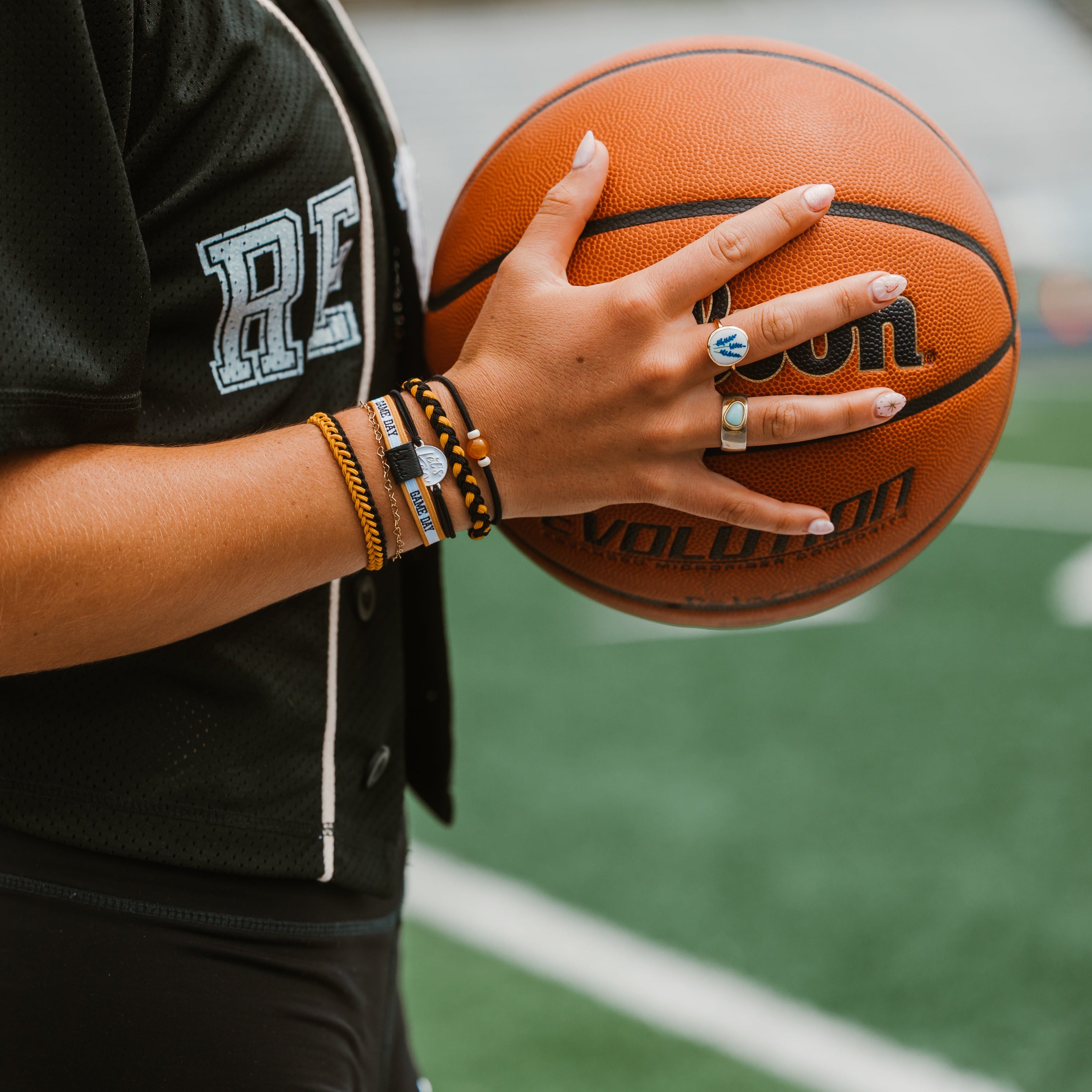 "Game Day" Black &amp; Gold Hair Tie Bracelets