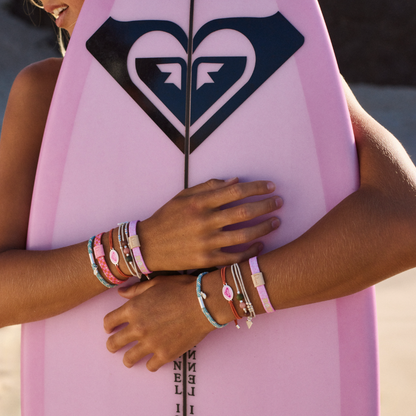 "Roxy Pink Tropics" Pink &amp; Coral Island Vibe Hair Tie Bracelets