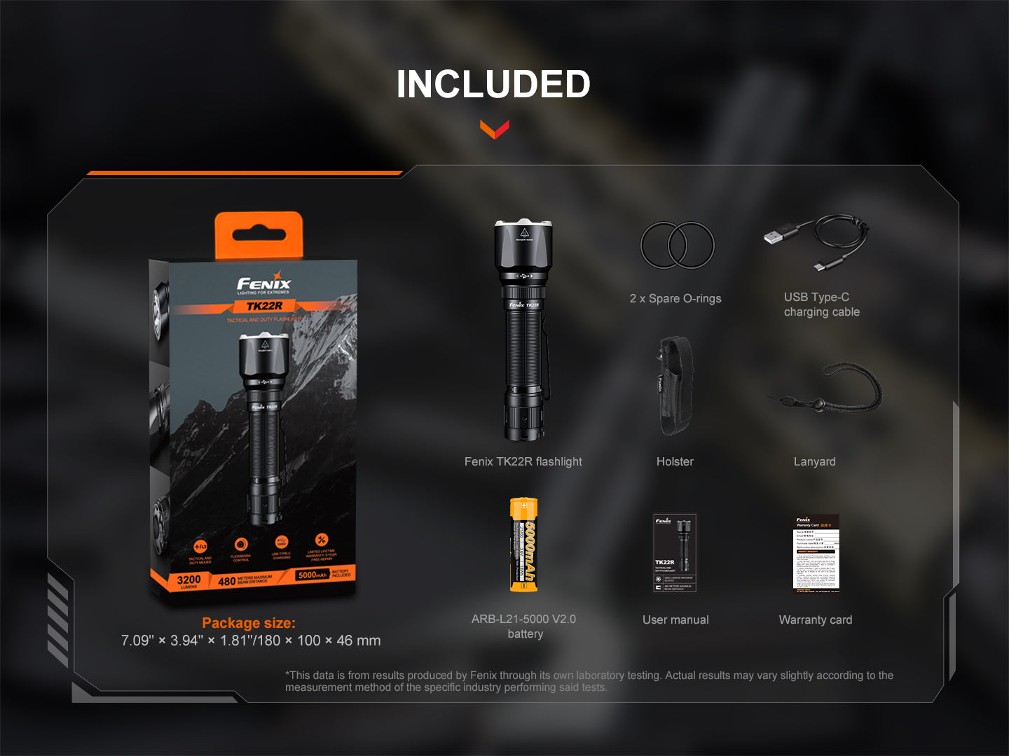 Fenix TK22R Rechargeable Tactical &amp; Duty Flashlight