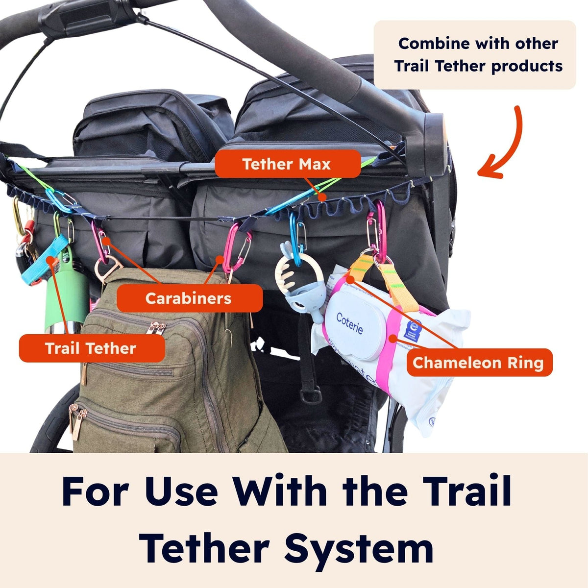 Tether Max – Stroller Gear Rail &amp; Multi-Use Bungee Gear Strap